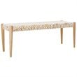 Safavieh Bandelier Leather Bench in Off White and Light Oak