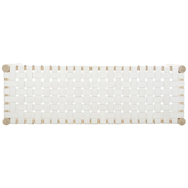 Safavieh Amalia Leather Bench in White and Light Oak