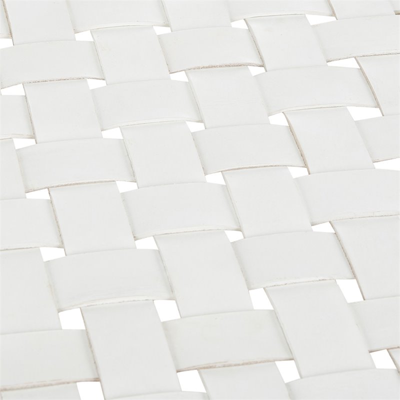 Safavieh Amalia Leather Bench in White and Light Oak