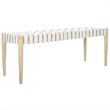 Safavieh Amalia Leather Bench in White and Light Oak