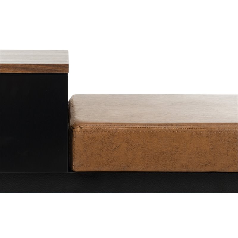 Safavieh Maruka Faux Leather Storage Bench in Brown and Black