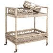 Safavieh Ambrose 2 Tier Rattan Bar Cart in Gray Wash and Antique Brass
