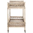 Safavieh Ambrose 2 Tier Rattan Bar Cart in Gray Wash and Antique Brass