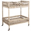 Safavieh Ambrose 2 Tier Rattan Bar Cart in Gray Wash and Antique Brass