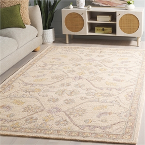 Safavieh Blossom 5' x 8' Hand Tufted Wool Rug in Slate and Beige