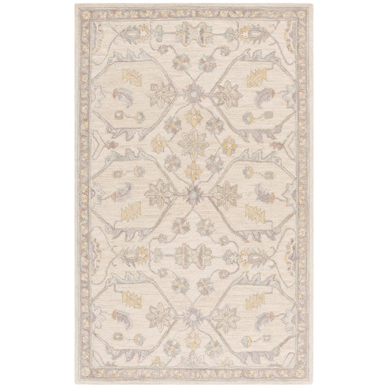 Safavieh Blossom 5' x 8' Hand Tufted Wool Rug in Slate and Beige