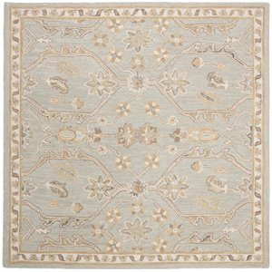 Safavieh Blossom 6' Square Hand Tufted Wool Rug in Slate and Beige