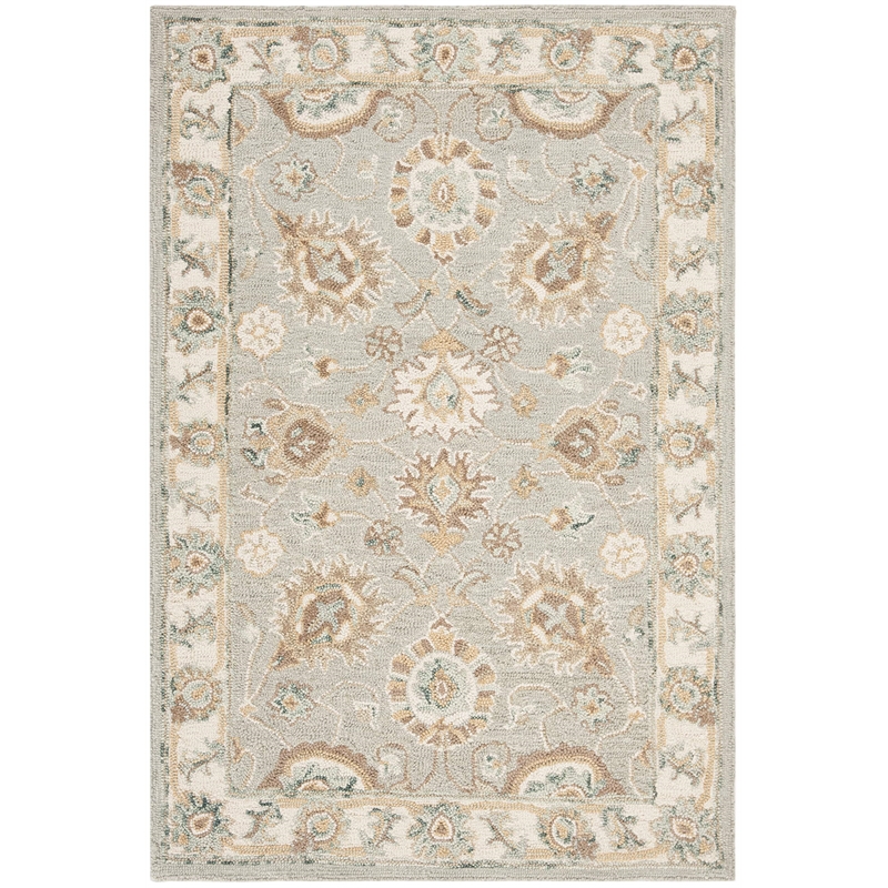 Safavieh Blossom 4' x 6' Hand Tufted Wool Rug in Aqua and Ivory