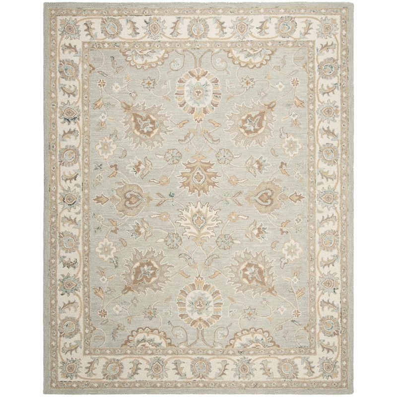 Safavieh Blossom 8' x 10' Hand Tufted Wool Rug in Aqua and Ivory