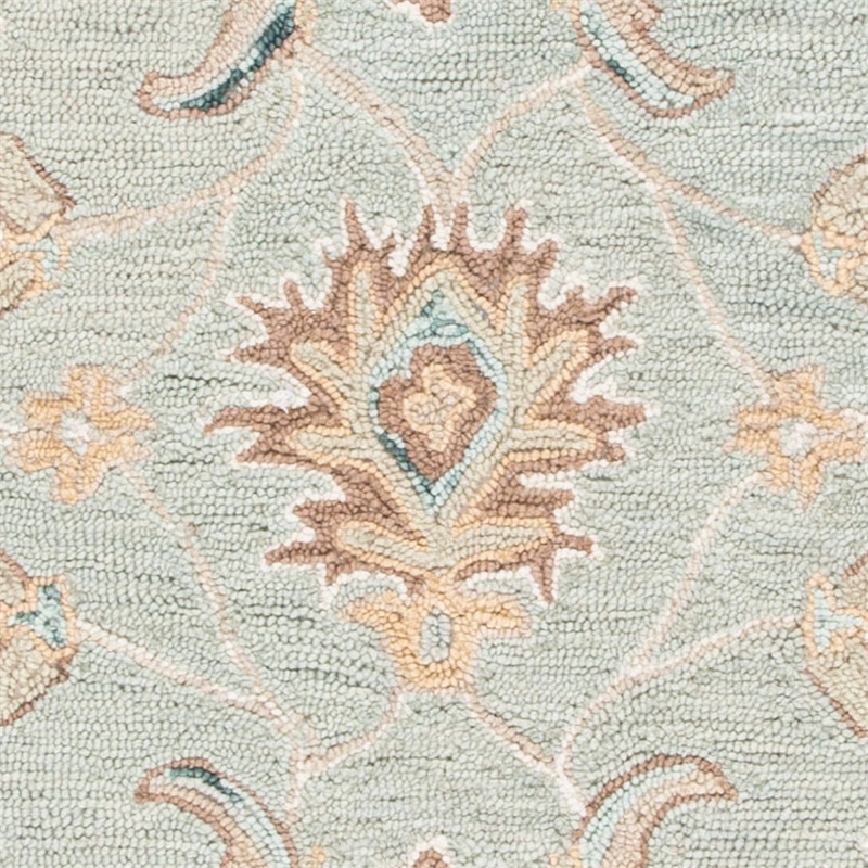 Safavieh Blossom 8' x 10' Hand Tufted Wool Rug in Aqua and Ivory