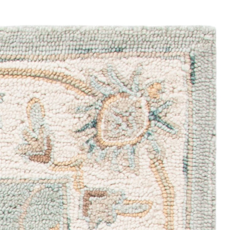 Safavieh Blossom 8' x 10' Hand Tufted Wool Rug in Aqua and Ivory