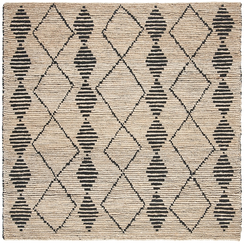 Safavieh Bohemian 6' Square Hand Loomed Jute Rug in Beige and Black