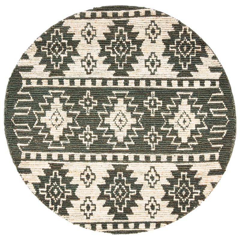 Safavieh Bohemian 6' Round Hand Loomed Jute Rug in Gray and Beige