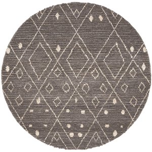 Safavieh Bohemian 6' Round Hand Loomed Jute Rug in Gray and White