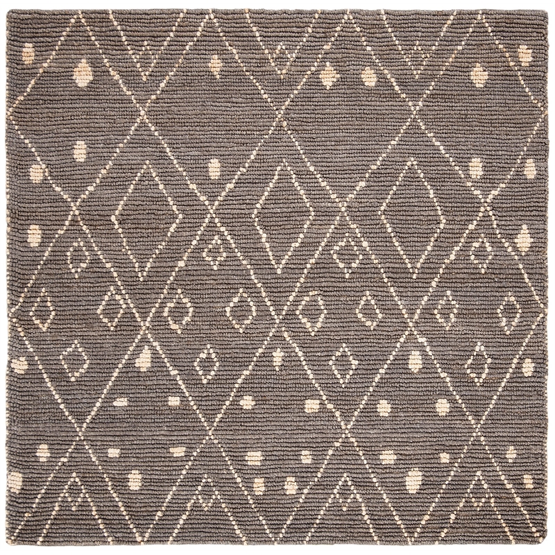 Safavieh Bohemian 6' Square Hand Loomed Jute Rug in Gray and White