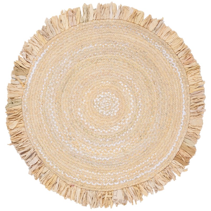 Safavieh Braided 3' Round Hand Woven Rug in Beige