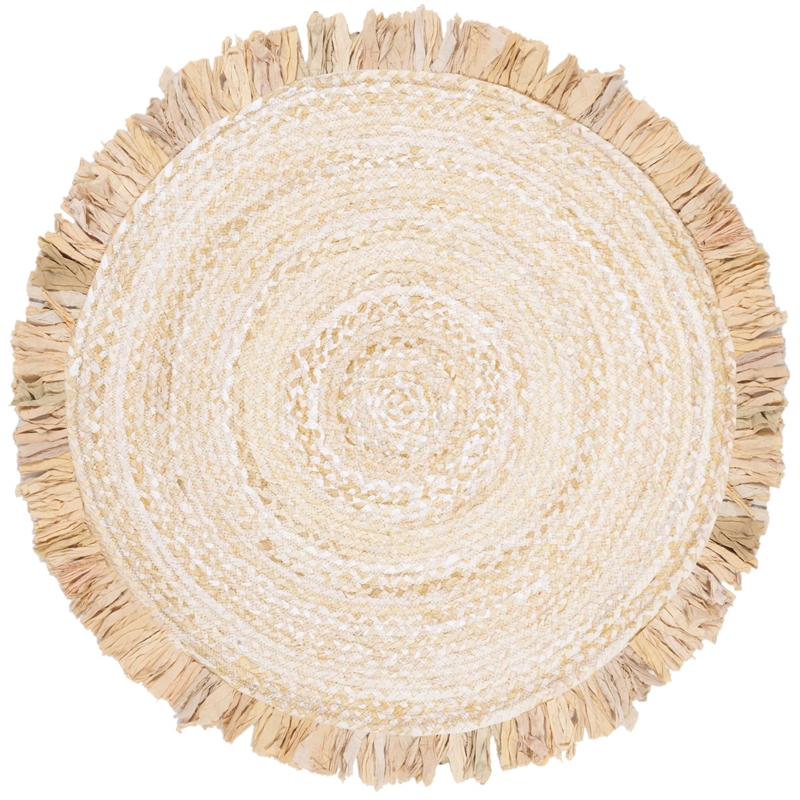 Safavieh Braided 4' Round Hand Woven Rug in Beige