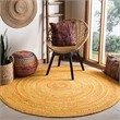 Safavieh Braided 4' Round Hand Woven Rug in Beige