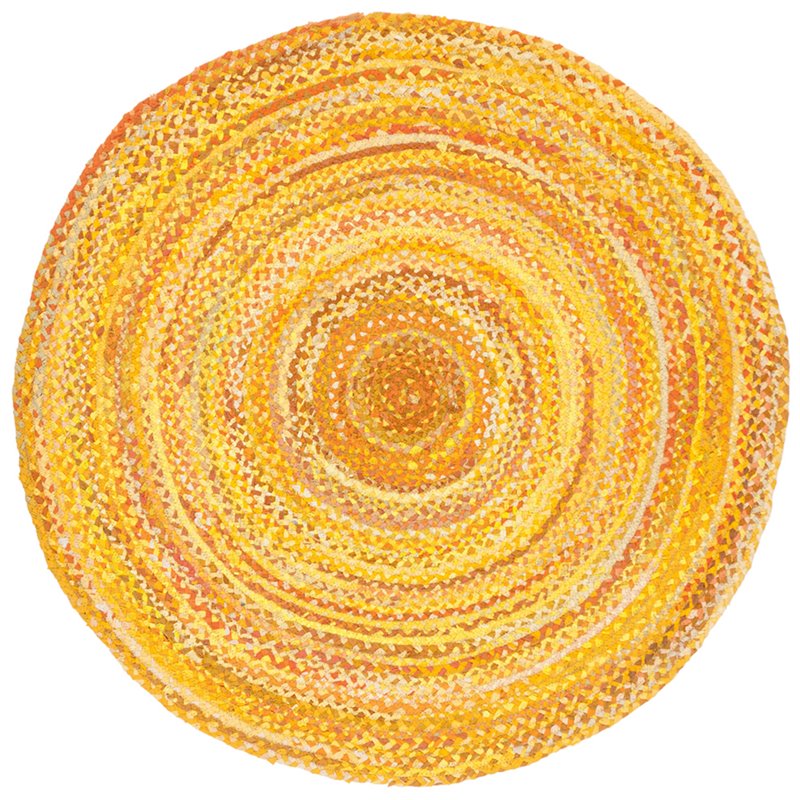 Safavieh Braided 3' Round Hand Woven Rug in Gold