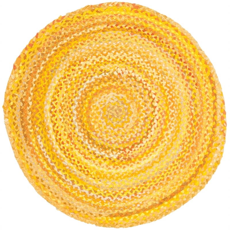 Safavieh Braided 4' Round Hand Woven Rug in Gold
