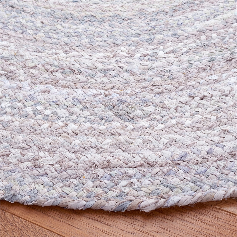 Safavieh Braided 3' Round Hand Woven Rug in Light Gray