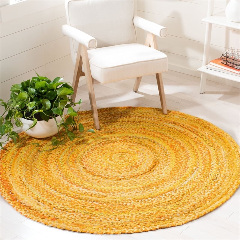 Safavieh Braided 4' Round Hand Woven Rug in Turquoise