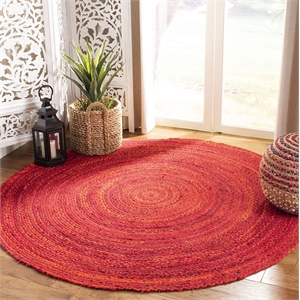 Safavieh Braided 3' Round Hand Woven Rug in Red