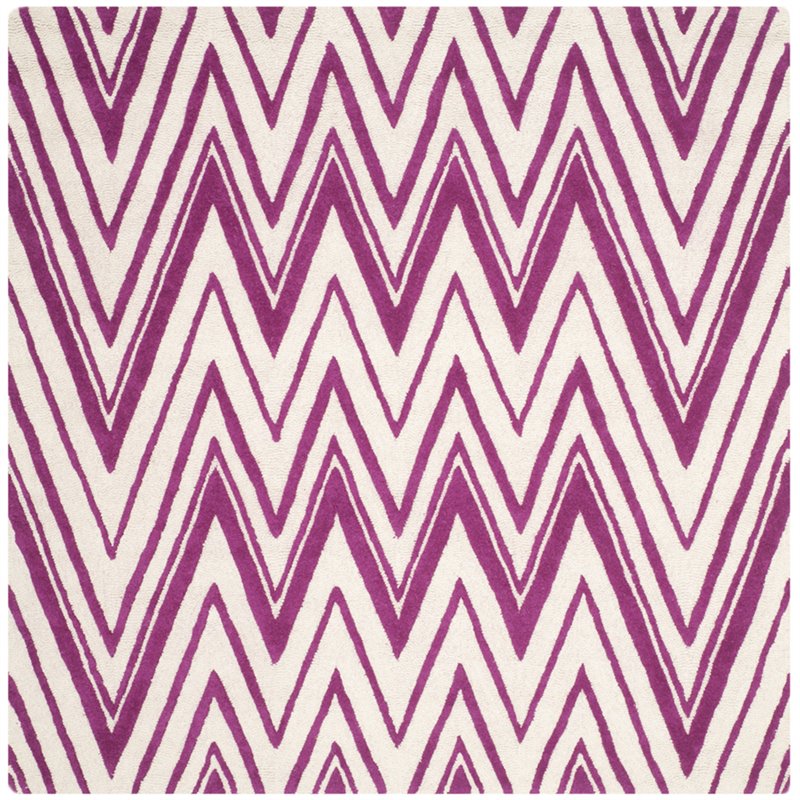 Safavieh Cambridge 6' Square Hand Tufted Wool Rug in Ivory and Fuchsia