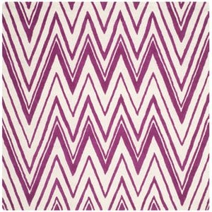 Safavieh Cambridge 6' Square Hand Tufted Wool Rug in Ivory and Fuchsia
