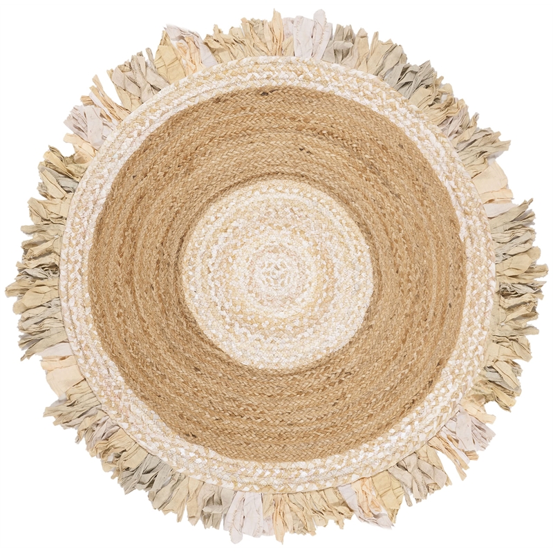 Safavieh Cape Cod 3' Round Hand Woven Jute Rug in Beige and Natural