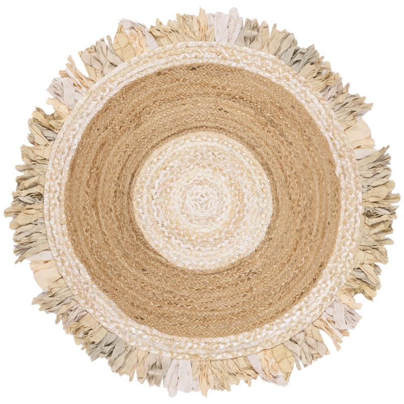 Safavieh Cape Cod 3' Round Hand Woven Jute Rug in Beige and Natural