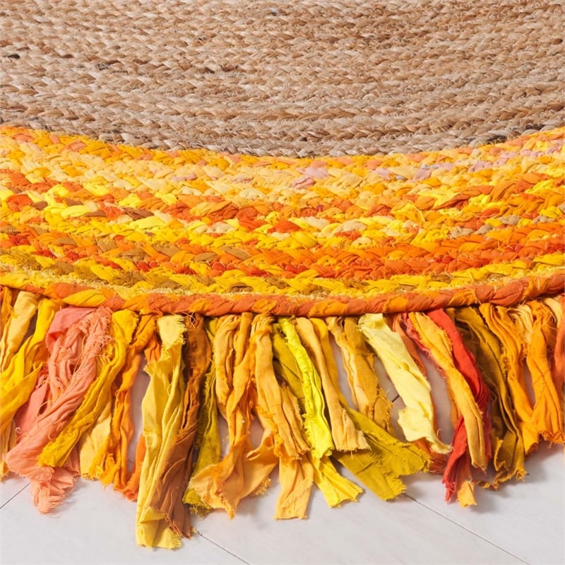 Safavieh Cape Cod 3' Round Hand Woven Jute Rug in Gold and Natural