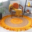 Safavieh Cape Cod 3' Round Hand Woven Jute Rug in Gold and Natural