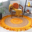 Safavieh Cape Cod 5' Round Hand Woven Jute Rug in Gold and Natural