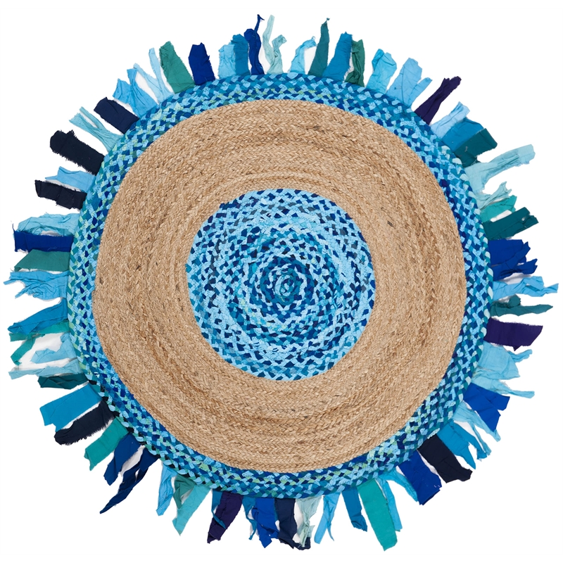 Safavieh Cape Cod 3' Round Hand Woven Jute Rug in Turquoise