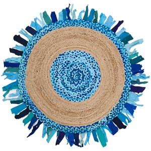Safavieh Cape Cod 3' Round Hand Woven Jute Rug in Turquoise