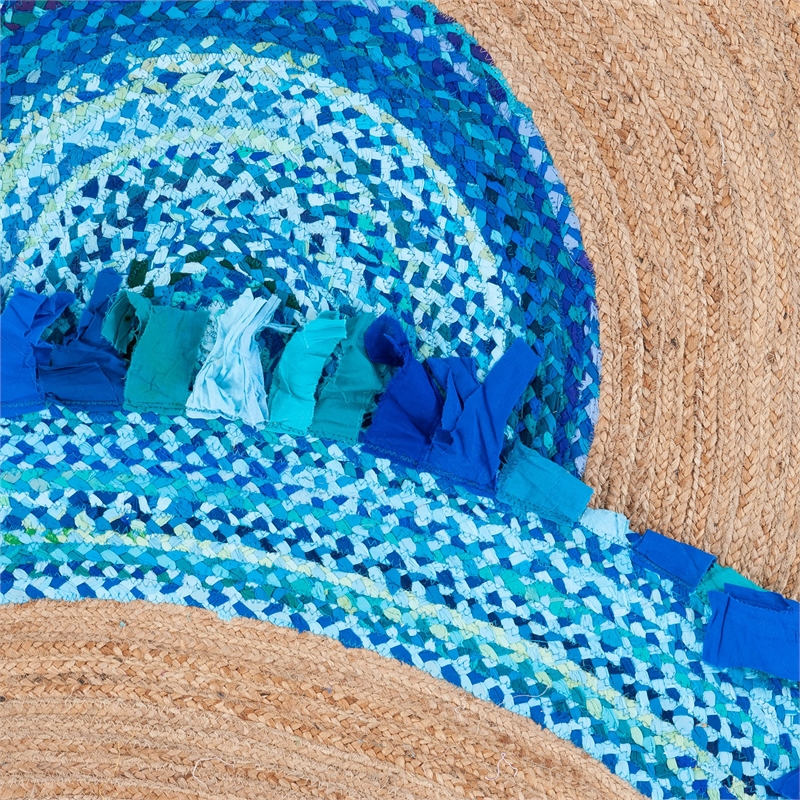 Safavieh Cape Cod 3' Round Hand Woven Jute Rug in Turquoise