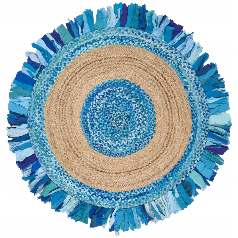 Safavieh Cape Cod 4' Round Hand Woven Jute Rug in Turquoise