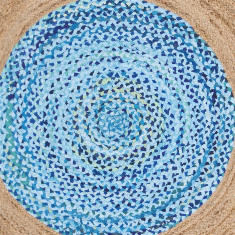Safavieh Cape Cod 5' Round Hand Woven Jute Rug in Turquoise