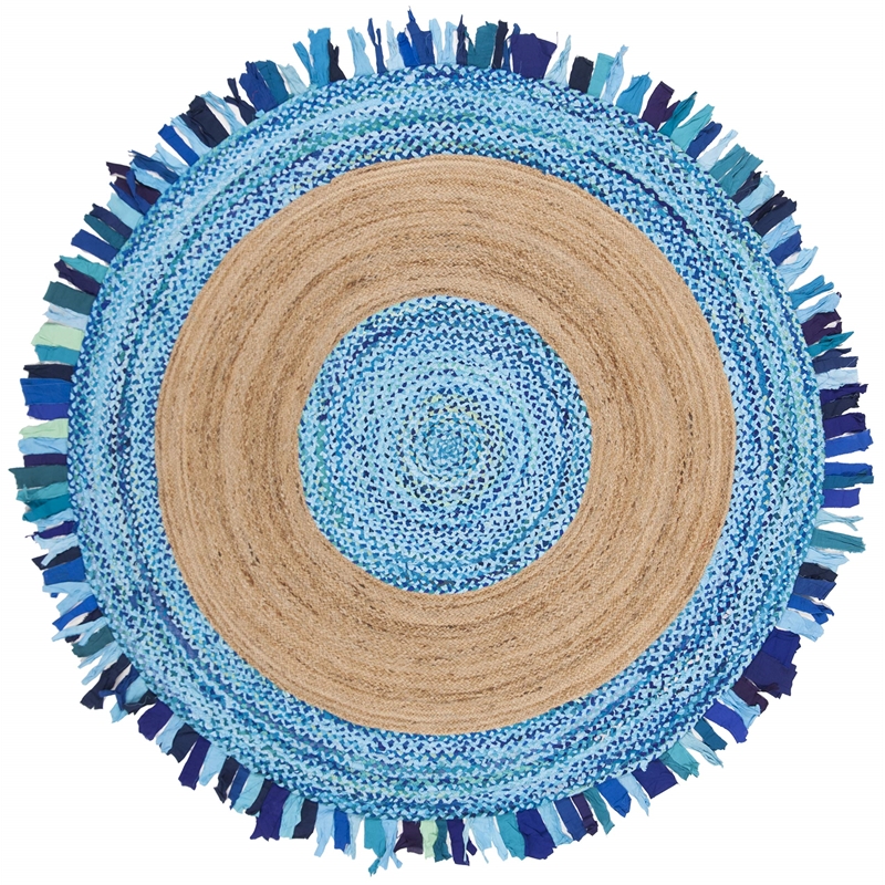 Safavieh Cape Cod 6' Round Hand Woven Jute Rug in Turquoise