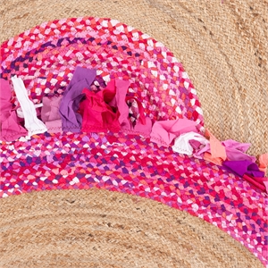 Safavieh Cape Cod 3' Round Hand Woven Jute Rug in Pink and Natural