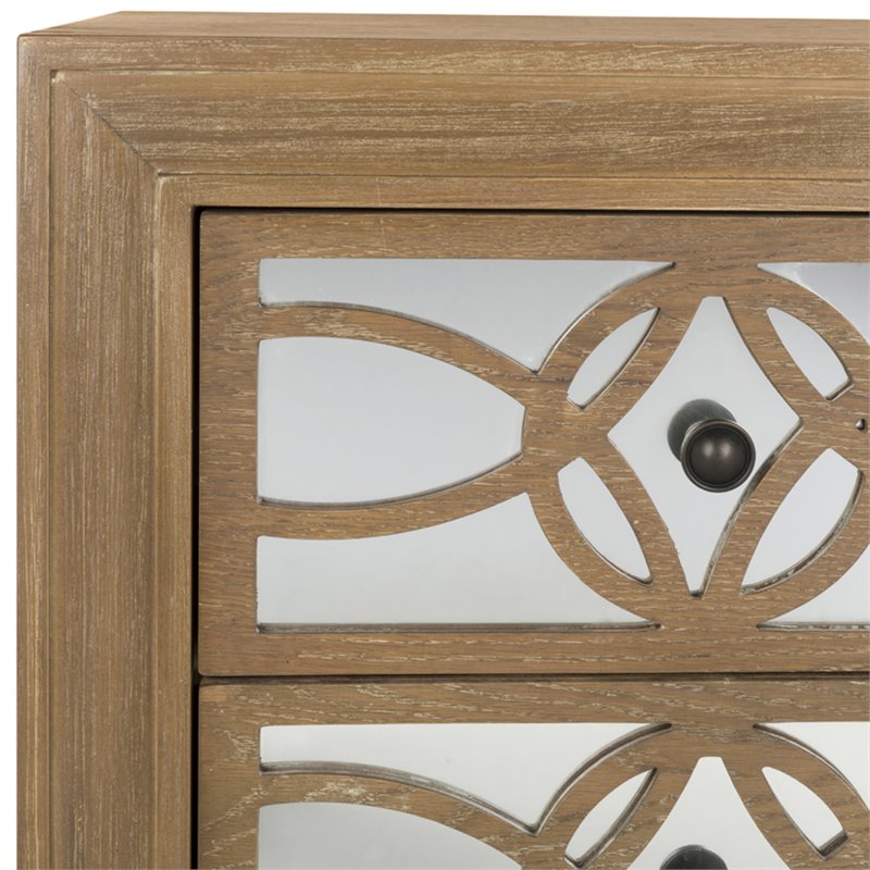 Safavieh Catalina 3 Drawer Wood and Mirror Chest in Oak