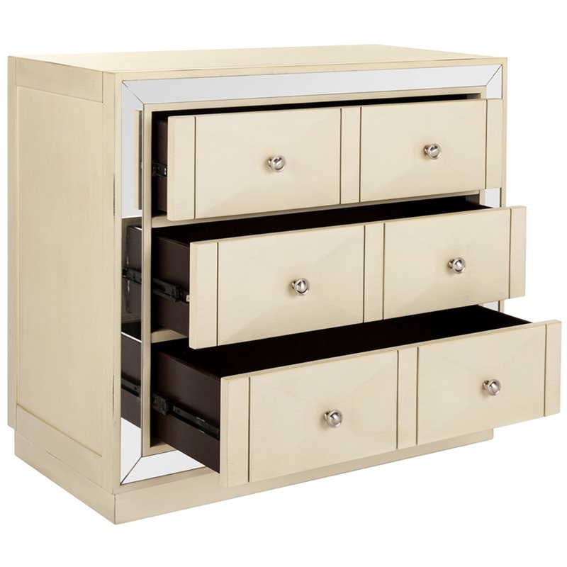 Safavieh Sloane 3 Drawer Mirrored Accent Chest in Antique Be
