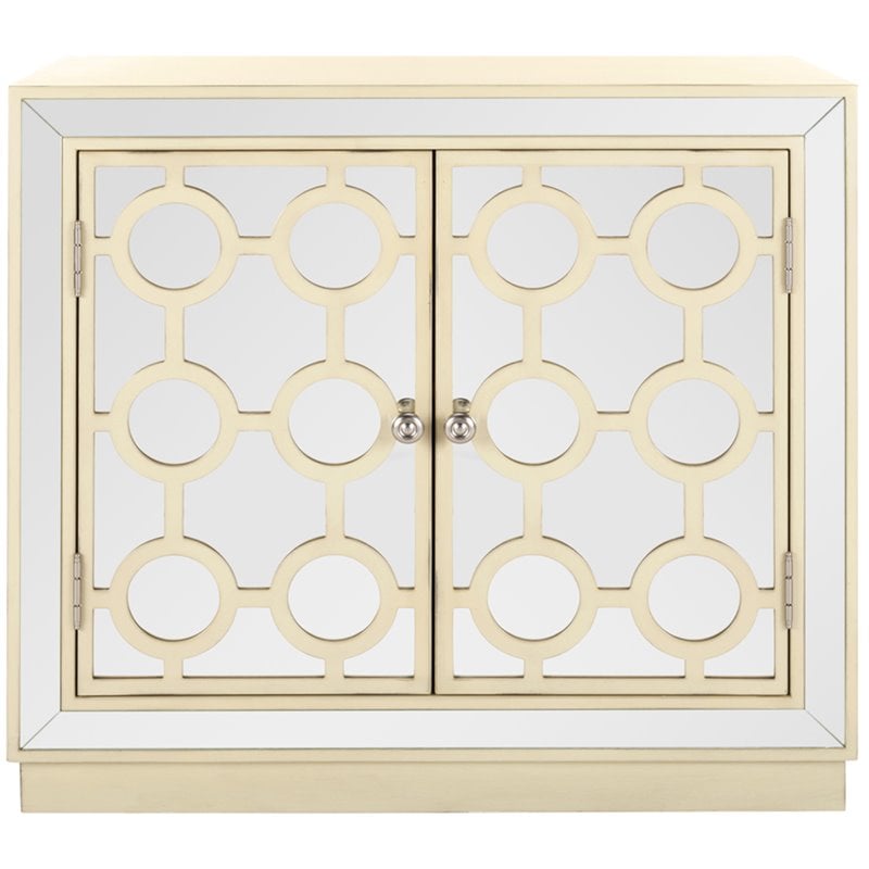Safavieh Kaia Mirrored Accent Chest in Antique Beige