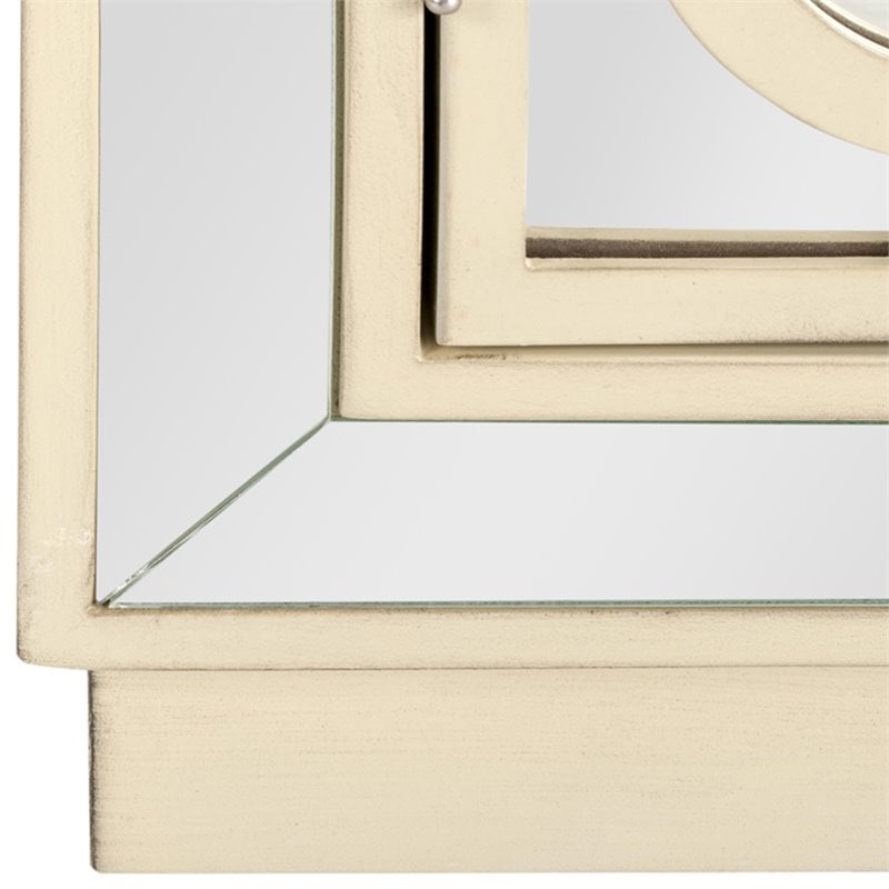 Safavieh Kaia Mirrored Accent Chest in Antique Beige