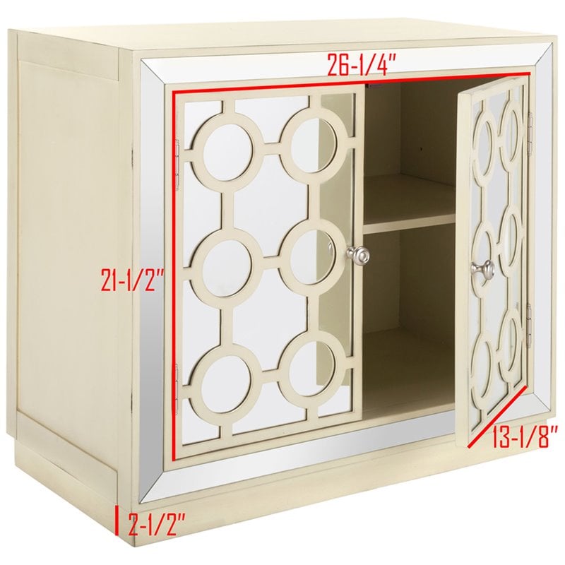 Safavieh Kaia Mirrored Accent Chest in Antique Beige