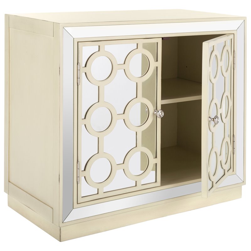 Safavieh Kaia Mirrored Accent Chest in Antique Beige