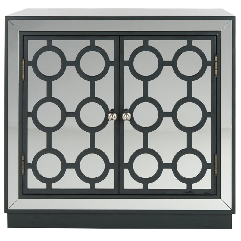 Safavieh Kaia Mirrored Accent Chest in Steel Teal