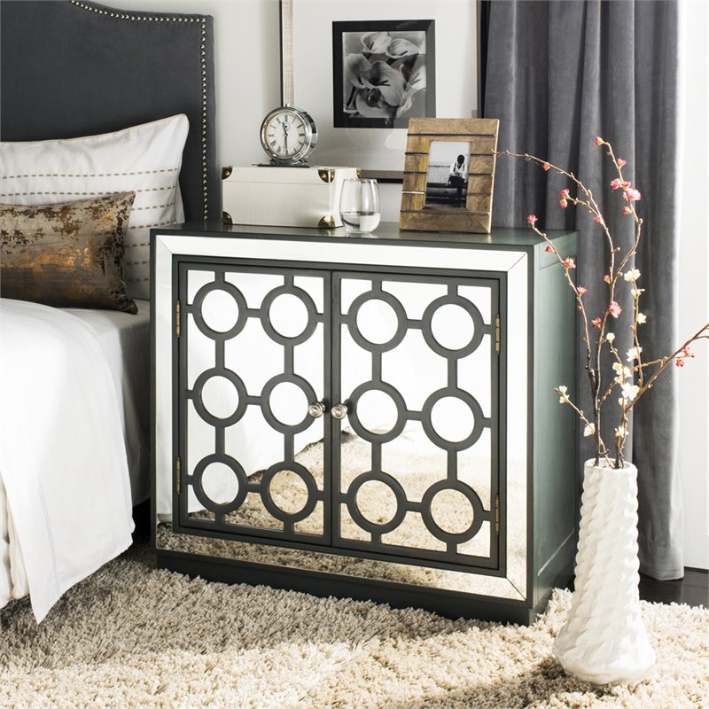 Safavieh Kaia Mirrored Accent Chest in Steel Teal