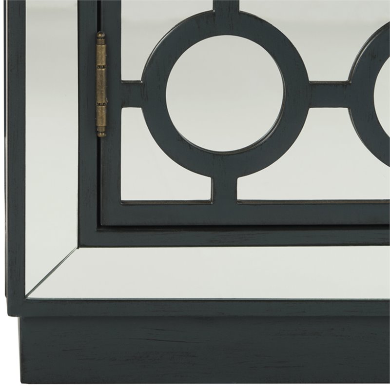 Safavieh Kaia Mirrored Accent Chest in Steel Teal